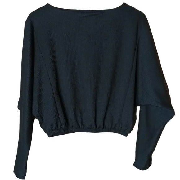 New Lush crinkle textured long sleeve top with gold accent buttons sz S - Picture 6 of 9